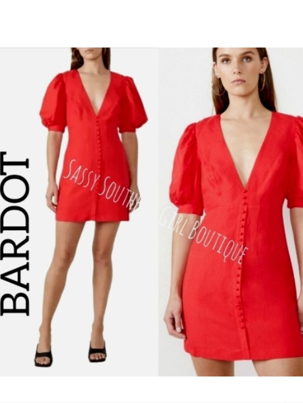 ⭐🆕 BARDOT red button detail mini dress